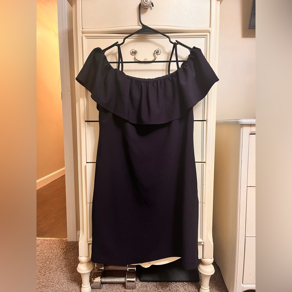 Navy Blue, Off-The Shoulder Lauren Ralph Lauren Cocktail Dress (Size 8)